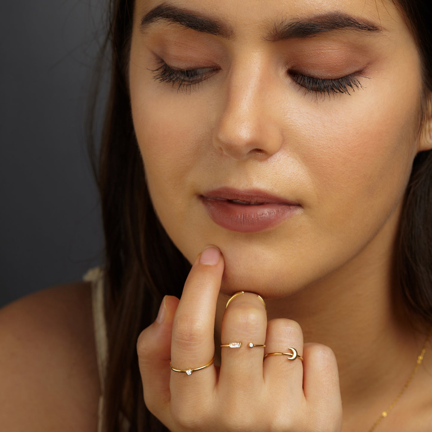 Minimal Moon Ring Stacking Crescent Moon Ring