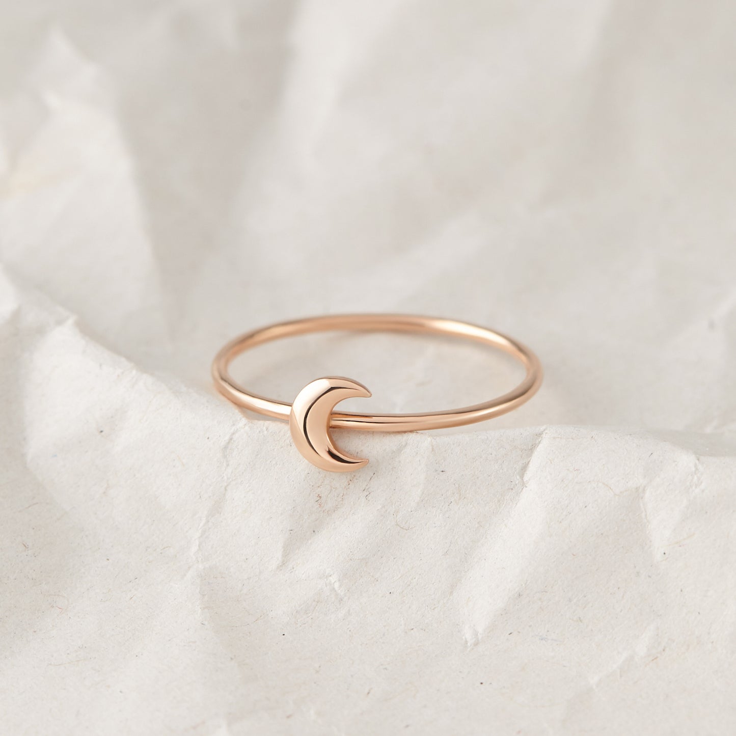 Minimal Moon Ring Stacking Crescent Moon Ring